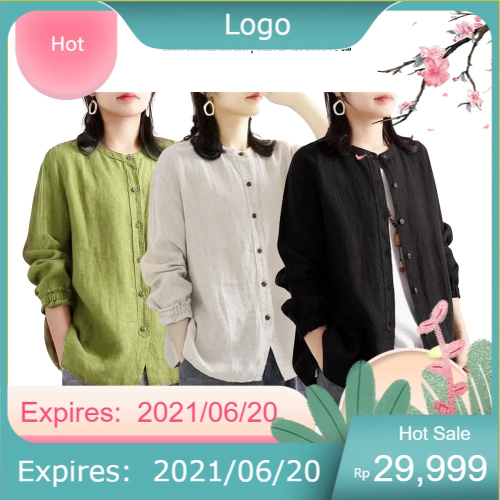 Kemeja Wanita Polos Elbina Blouse Bahan Crinkle Ukuran Jumbo LD 120 PB 70 cm Motif Polos