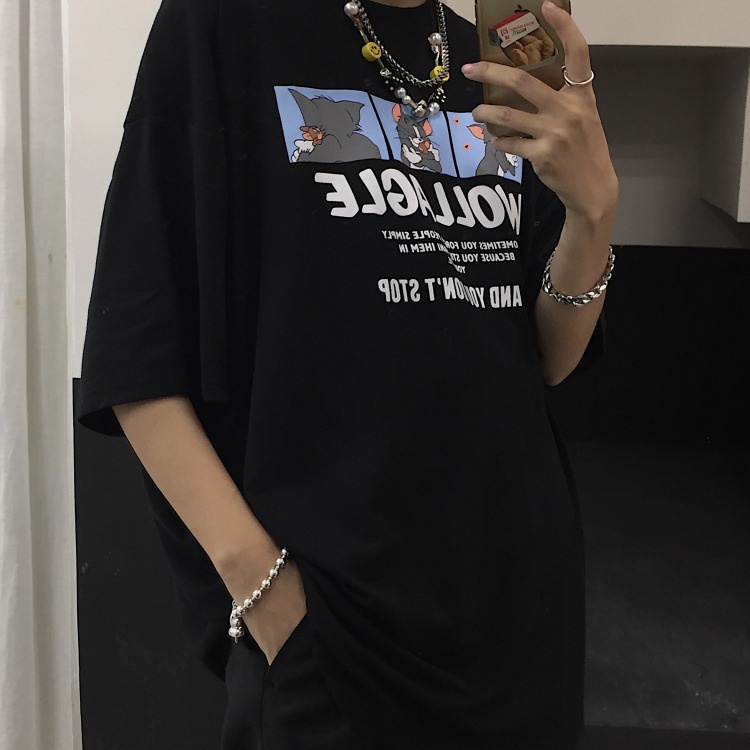 [littlecrab] Kaos Oversize Kucing Tikus Wollagle And You Don't Stop Kaos Couple Akur Berkualitas Cat Mouse Cute T-shirt Lucu Unik Love Korean Style