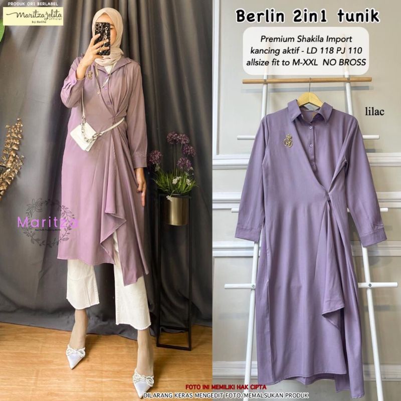 Fashion Muslim.  fashion wanita.  Atasan Wanita.  tunik wanita. Berlin 2 in 1 Tunik