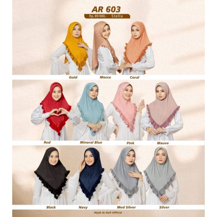 Hijab Jilbab Krudung Bergo Instan Terbaru Ar 603 ori hijab instan bahan stella kombinasi polkadot pl
