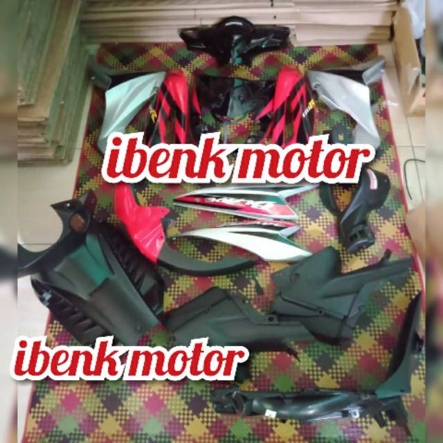 cover body full set honda Blade lama blade old merah silver