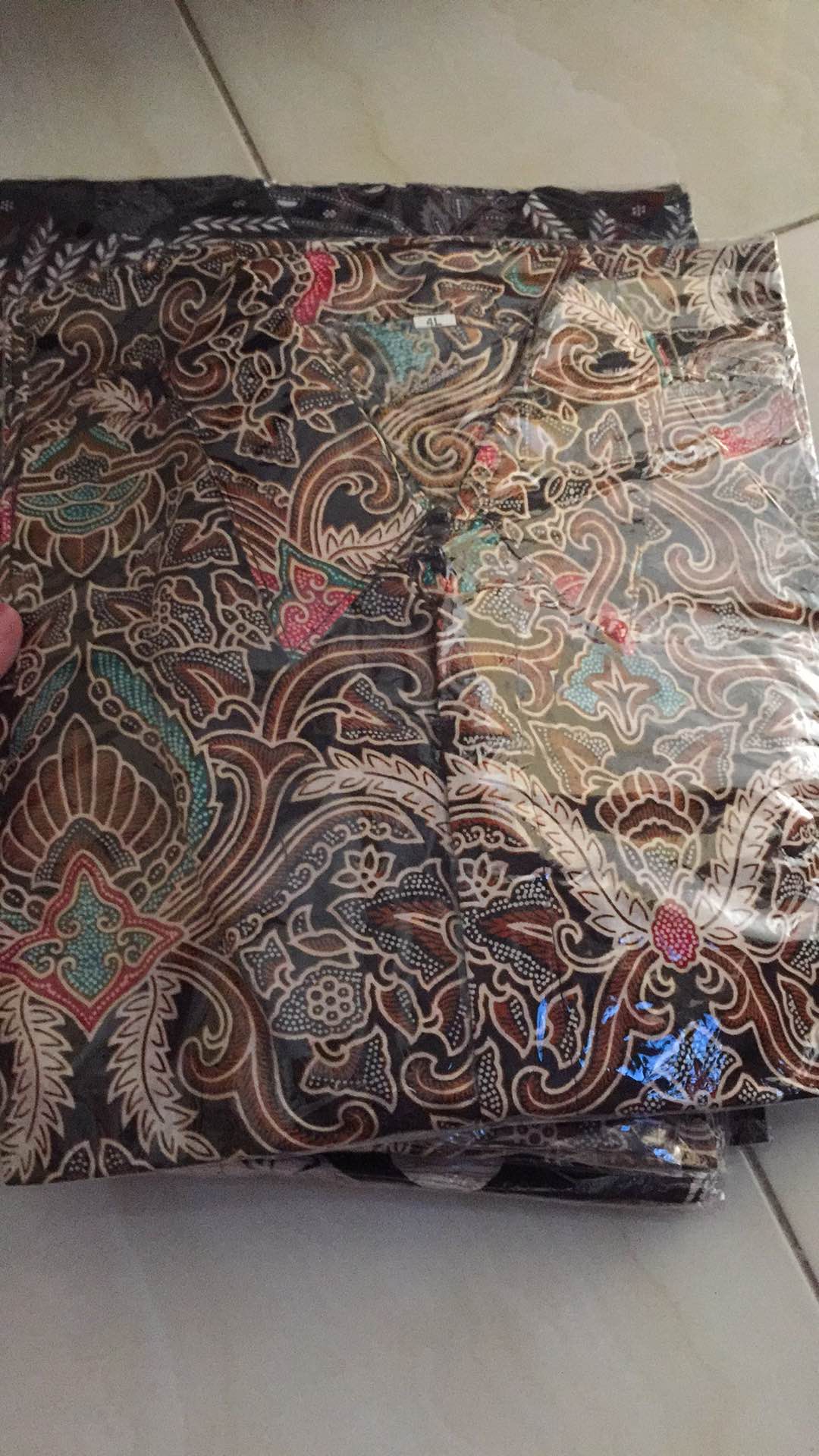 Jumbo Batik Hrb026 Kenongo Hem Pendek Padi Pekalongan M L Xl Batik Pria Murah Modern Grosir