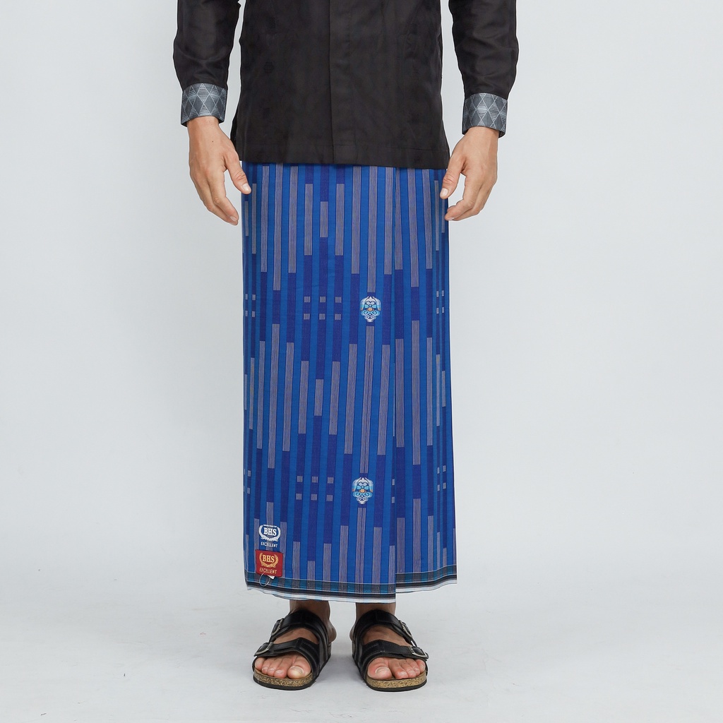 Sarung BHS Excellent Gold Motif Songket Piramida Biru 01 / BHS SPM / PIRAMIDA