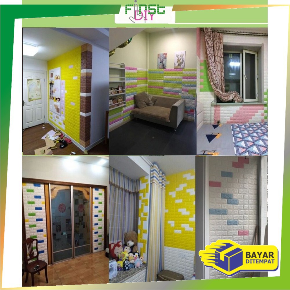 *COD* FH-C55-58 Wallpaper Dinding 3D Wall Sticker Foam Batu Bata Walpaper Dinding Murah WallSticker-1
