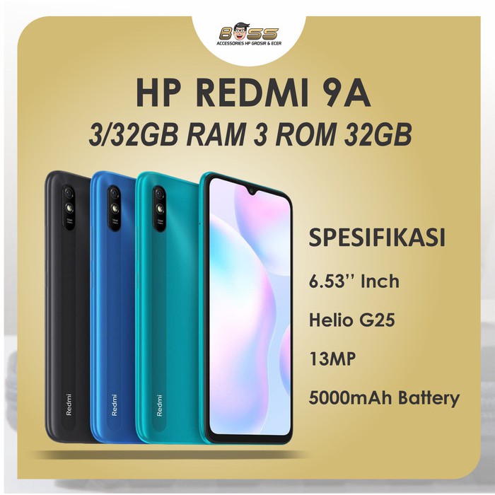 HP XIAOMI REDMI 9A 3/32 RAM 3GB ROM 32GB GARANSI RESMI XIAOMI