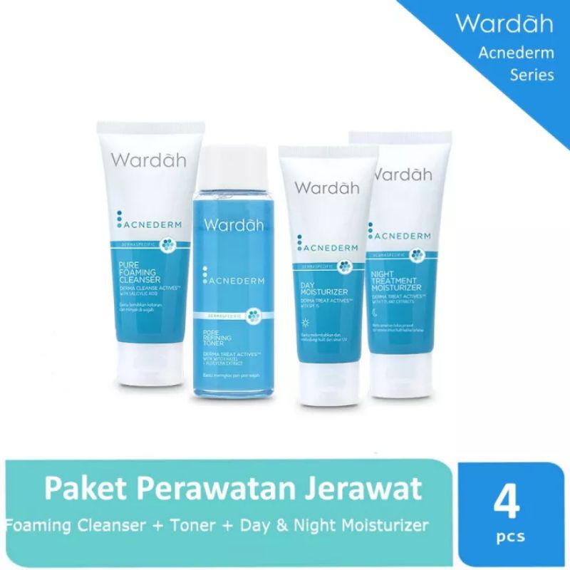 wardah acnederm paket skincare perawatan untuk kulit berjerawat