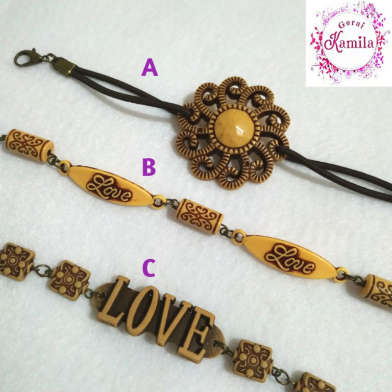 konektor masker etnik manik motif kayu coklat mask extender tali karet dan rantai