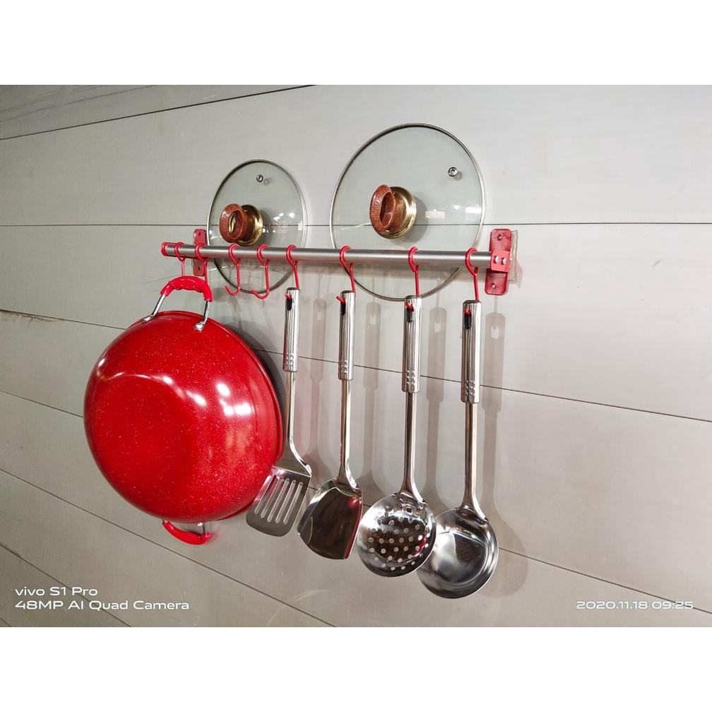 Rak Dapur, Rak Dinding Gantung Alumunium Serbaguna Minimalis, Gantungan Peralatan Dapur , Gantungan 