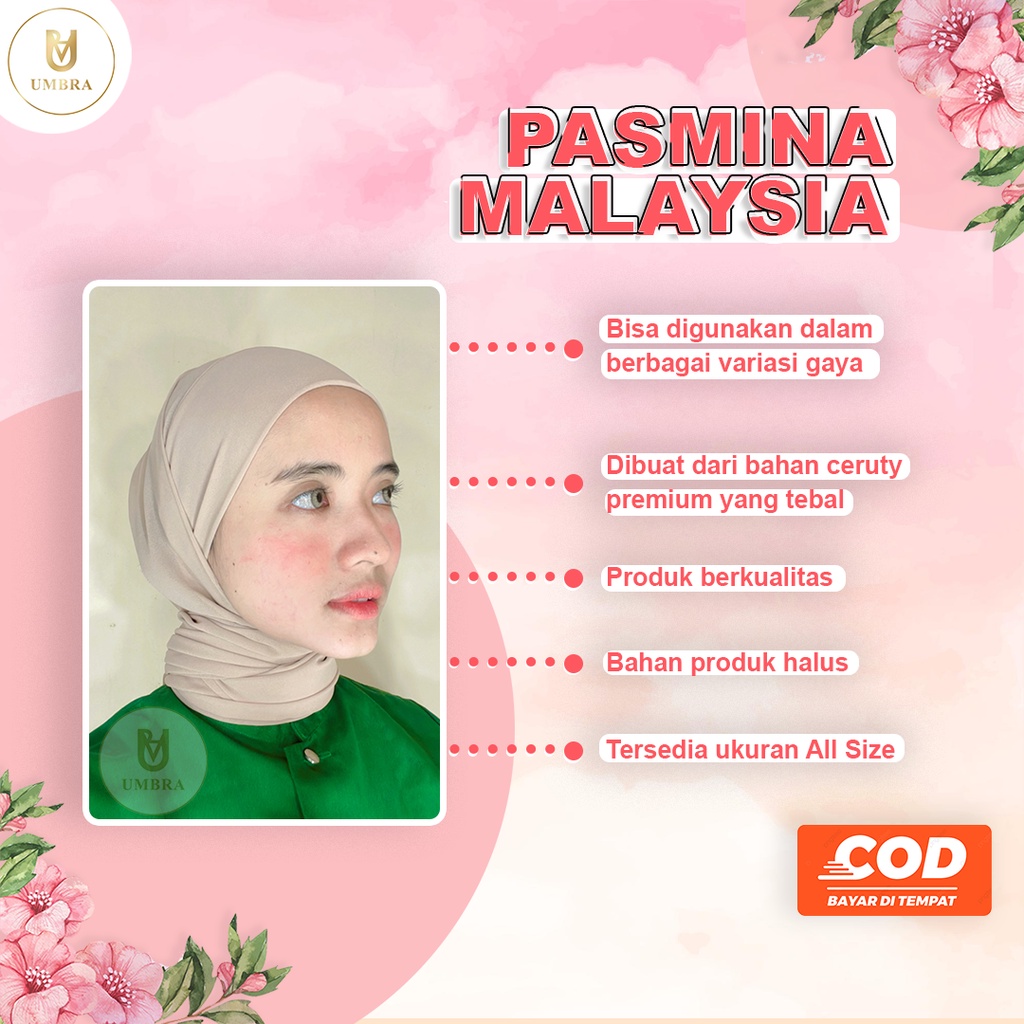 Pasmina Inner Iner Jilbab Kerudung Pashmina Ceruty Malaysia Malaysian Malay Pasminah Instan Tali Cer