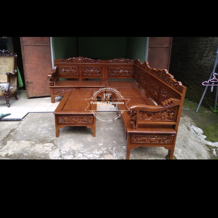 Furniture Jati Meja Kursi Sudut Jati Kursi Ruang Tamu Ukir Asli Jepara
