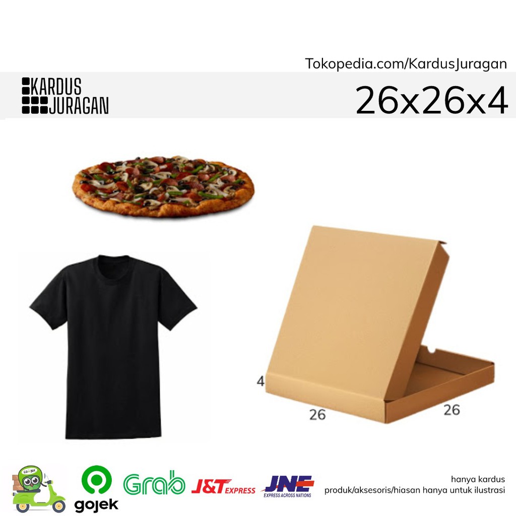 

Kardus Polos 26 x 26 x 4 cm Karton Box Dus Packaging Pizza