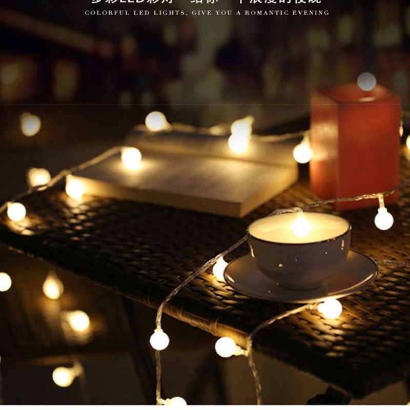 Lampu LED String Bulat Hias Dekorasi Taman Kamar Waterproof Baterai