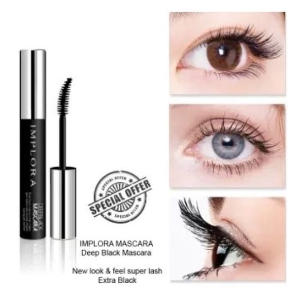 ✿ELYSABETHME✿  Implora deep black mascara maskara waterproof hitam fiber super hitam waterproof transferproof