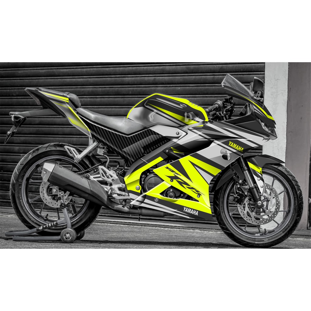 DECAL FULL BODY TOTAL YAMAHA R15 VVA V3 MOTIF TERBARU KUNING STABILO SILVER REAL PICTURE