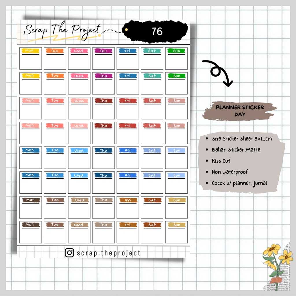 

STICKER PLANNER JOURNAL / DATE DAY DAILY STICKER / STP - 76