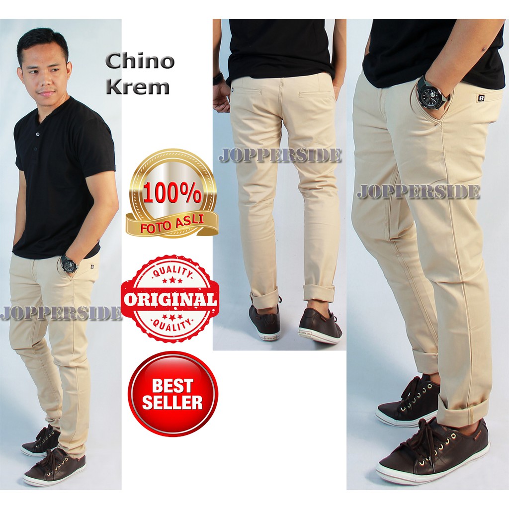 JOPPERSIDE Khusus Celana Panjang Chino Kerja Formal Santai BIG SIZE Jumbo Pria Abu Hitam Moca Krem