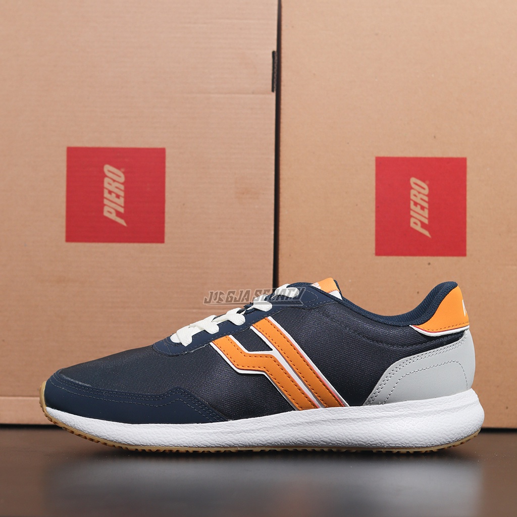 Piero Sepatu Sneakers City Evo – Navy/Orange/White