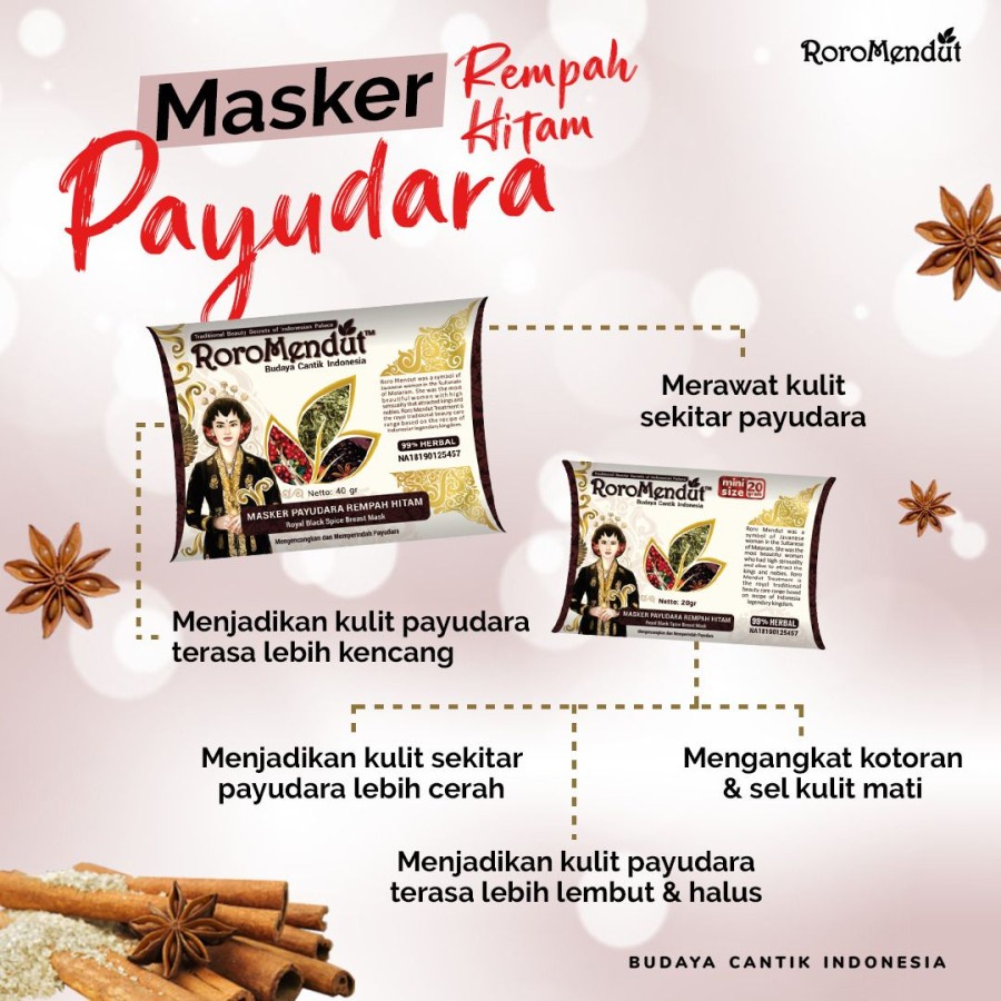 Masker Payudara Rempah Hitam Roro Mendut Original