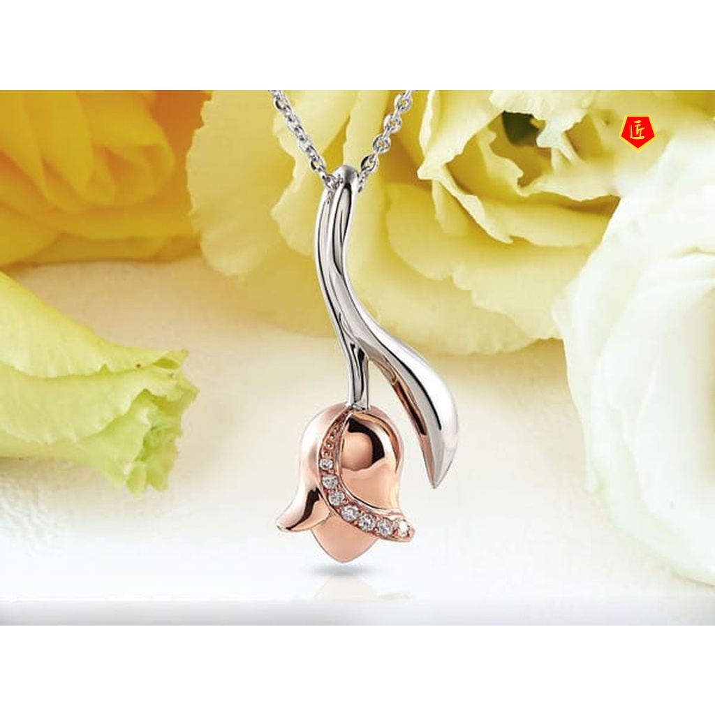 [Ready Stock]Creative Rose Ring Ear Studs Pendant Jewelry Set