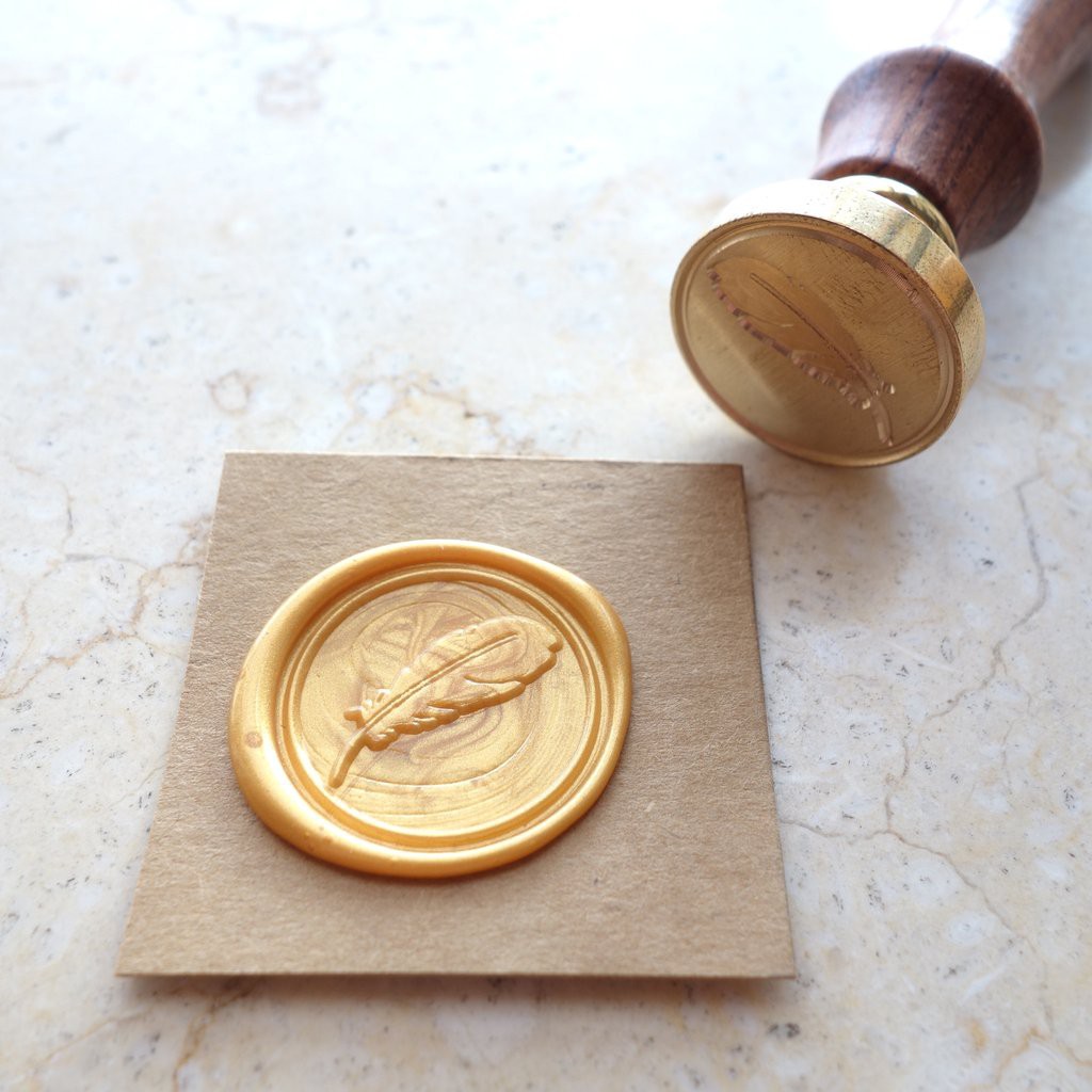 

Feather Seal Wax Stamp DIY Paint Wax Envelope Sealing - Stempel Lilin Vintage Bulu Klasik