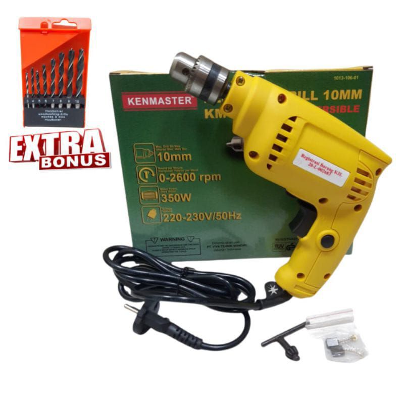 MESIN BOR 10MM KENMASTER BOR TANGAN BOR LISTRIK + EXTRA BONUS MATA BOR