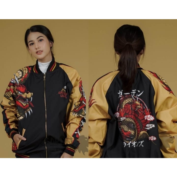 Jaket Bomber Sukajan Motif Naga Jepang