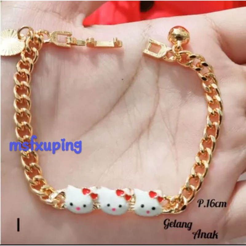 Gelang Tangan Model Rantai Motif Kepala 3 Hello Kitty