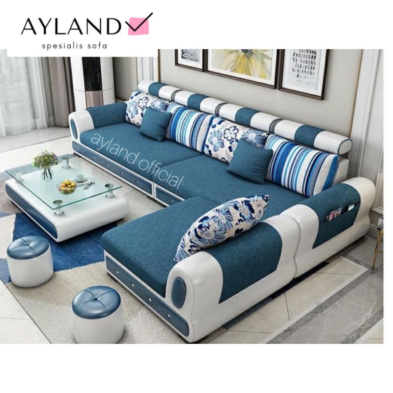 PROMO MURAH SOFA MINIMALIS LETER L DENGAN MEJA