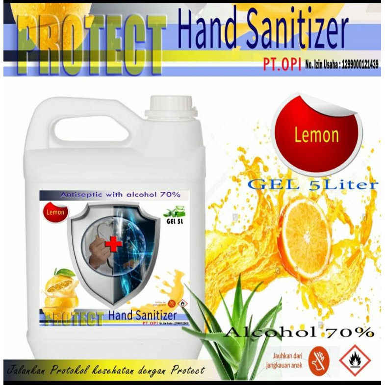 Hand sanitizer gel 5 liter lemon