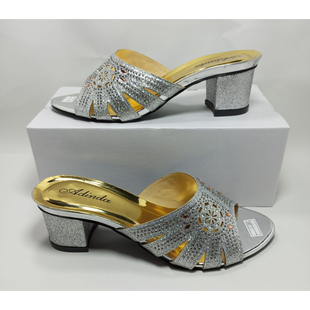 Sendal wanita/Sandal payet AD-68/sandal pesta wanita/sandal wanita terbaru/sandal kondangan/sandal wedges/sepatu wanita hak tinggi/sandal hak tahu/high heels