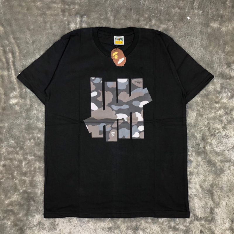 TSHIRT KAOS BAJU A BATHING APE BAPE X UNDEFEATED GRAY CAMO BLACK LIKE ORI