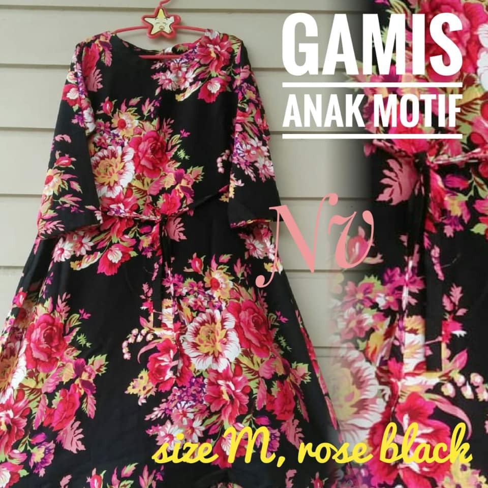 BAJU ANAK GAMIS MOTIF SAFEA UK M ( UMUR 3 - 5 TAHUN )