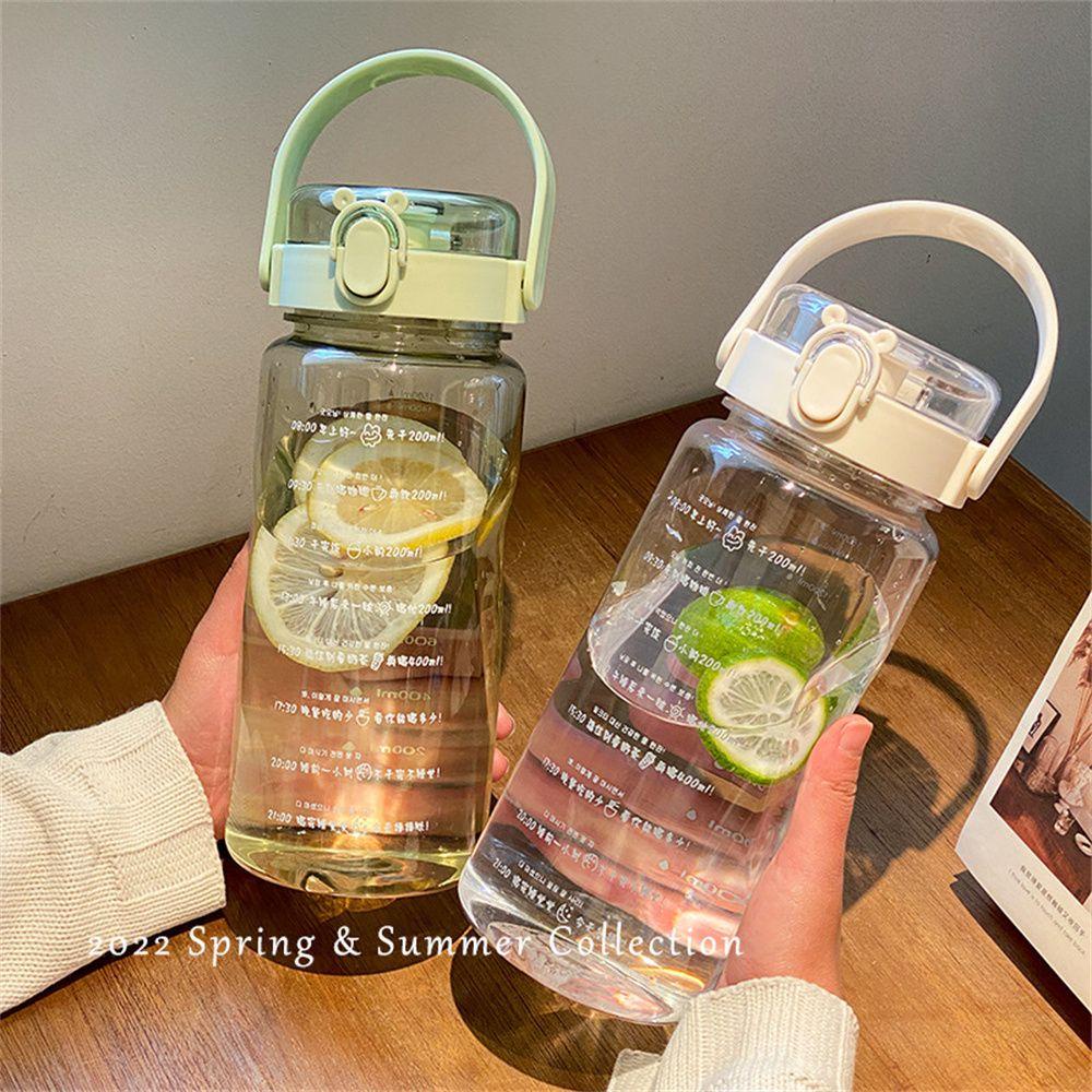 SOLIGHTER 1500ML/2000ML Water Bottle Outdoor Plastic Large Capacity With Straw