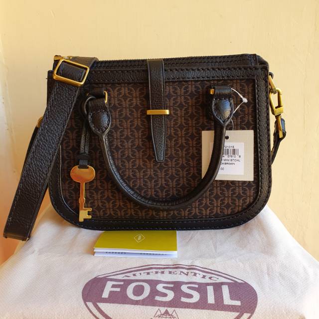 (Sold)Fossil mini ryder satchel black brown