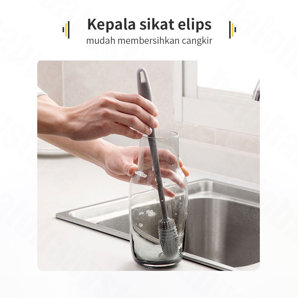 Sikat botol gelas silikon/sikat Gagang Panjang