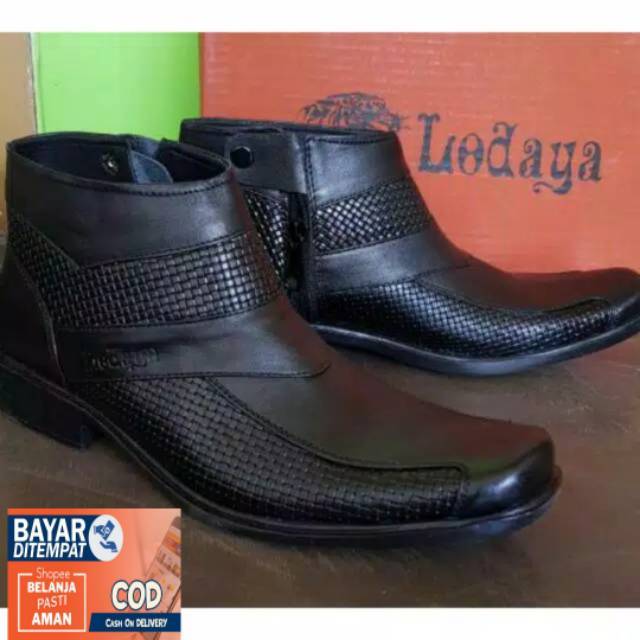 COD Sepatu Pantofel Kulit Asli Garut Kerja Kantoran LODAYA E06