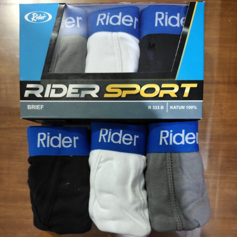 CELANA DALAM PRIA RIDER SPORT 333 + 1 MASKER BAGUS  / CD RIDER SPORT / KANCUT RIDER SPORT 3PCS