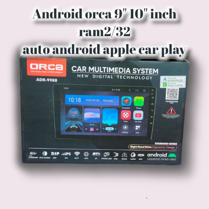 headunit android orca 9"10" inch ADR-9988 ram2/32