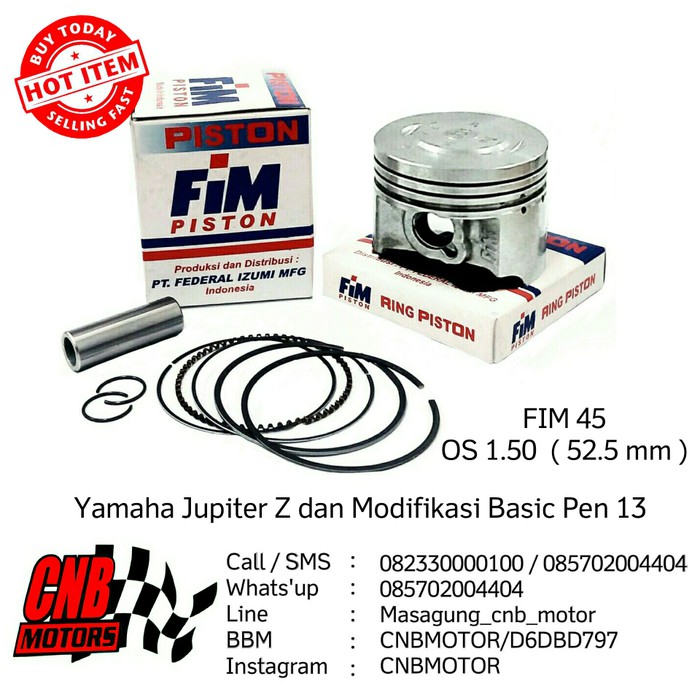 Seker Piston FIM Izumi Jupiter Z dan Motor lain pen 13 OS 100 52.5mm