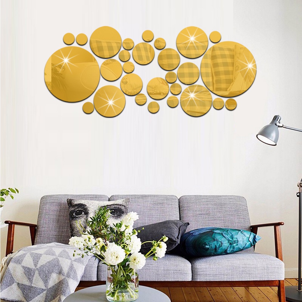 [28Pcs/Set 3D Mirror Wall Sticker] [DIY Wall Stickers for TV Background Living Room Home Bathroom Decoration]