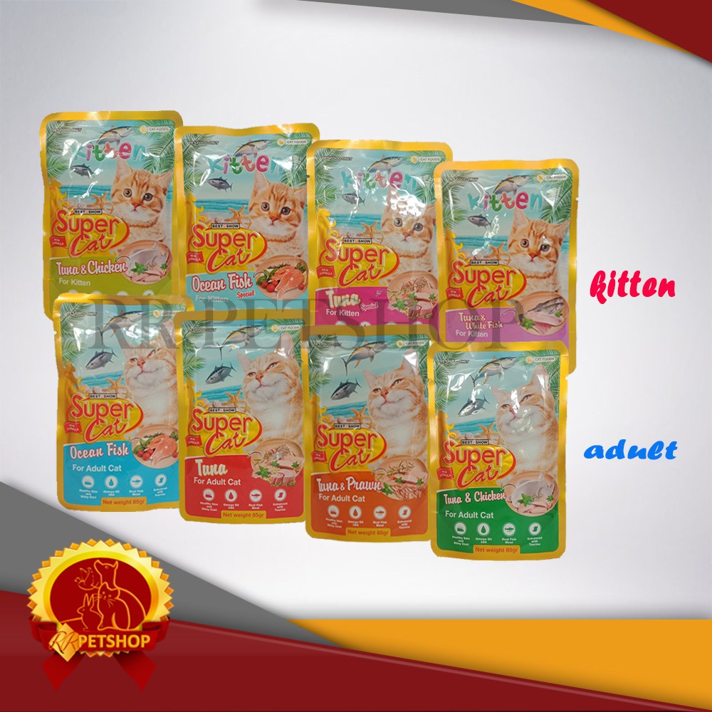 Makanan Kucing Basah SuperCat Kitten/Adult Pouch 85gr