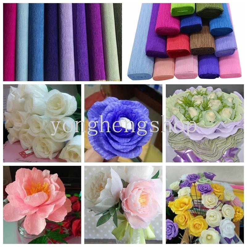 1 Roll Kertas Krep Pembungkus Bunga Handmade DIY Warna-Warni Untuk Dekorasi Pesta Pernikahan