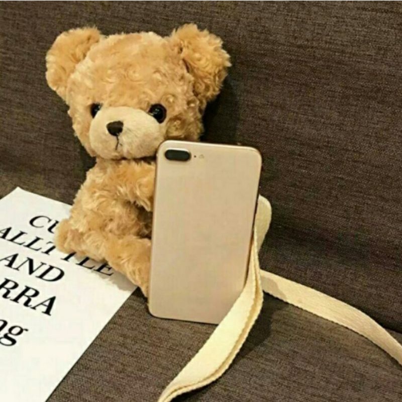 dem_sare / DS1152 Tas Selempang Wanita Boneka Beruang Merangkul Tas Selempang Bulu beruang tas bulu termurah
