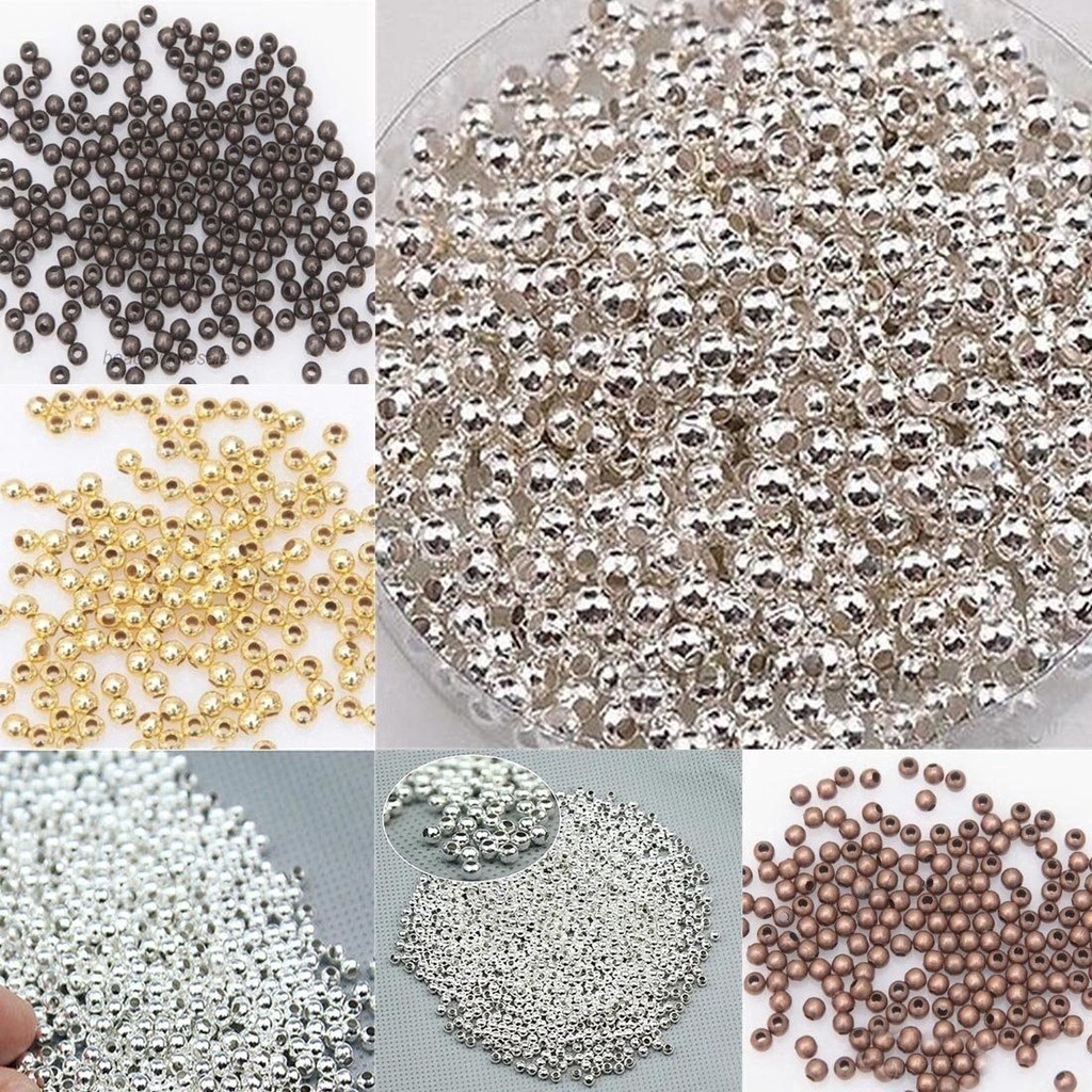 1000pcs Manik-Manik Bola Bahan Stainless Steel Warna Silver Ukuran 3mm Untuk Membuat Perhiasan
