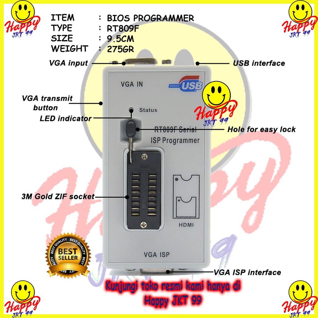 [ HAPPY JKT 99 ] ALAT FLASH IC BIOS EEPROM PROFESIONAL RT809F RT 809 F RT809 809F ORIGINAL AUTO DETECT