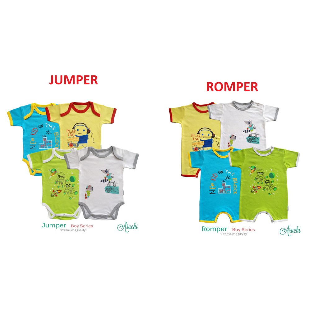 1pcs PREMIUM QUALITY Romper BODYSUIT Aruchi Boy Series 3-12bulan CBKS
