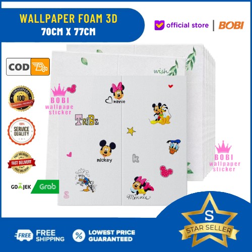 Wallpaper 3D Brickfoam Karakter / Doraemon / Hellokity / Bervariasi / Ukuran 70x77cm