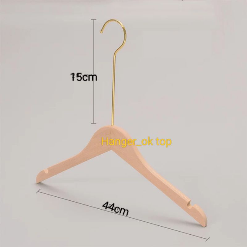 Hanger Kayu WP Natural Dewasa KAWAT GOLD( 1 biji )