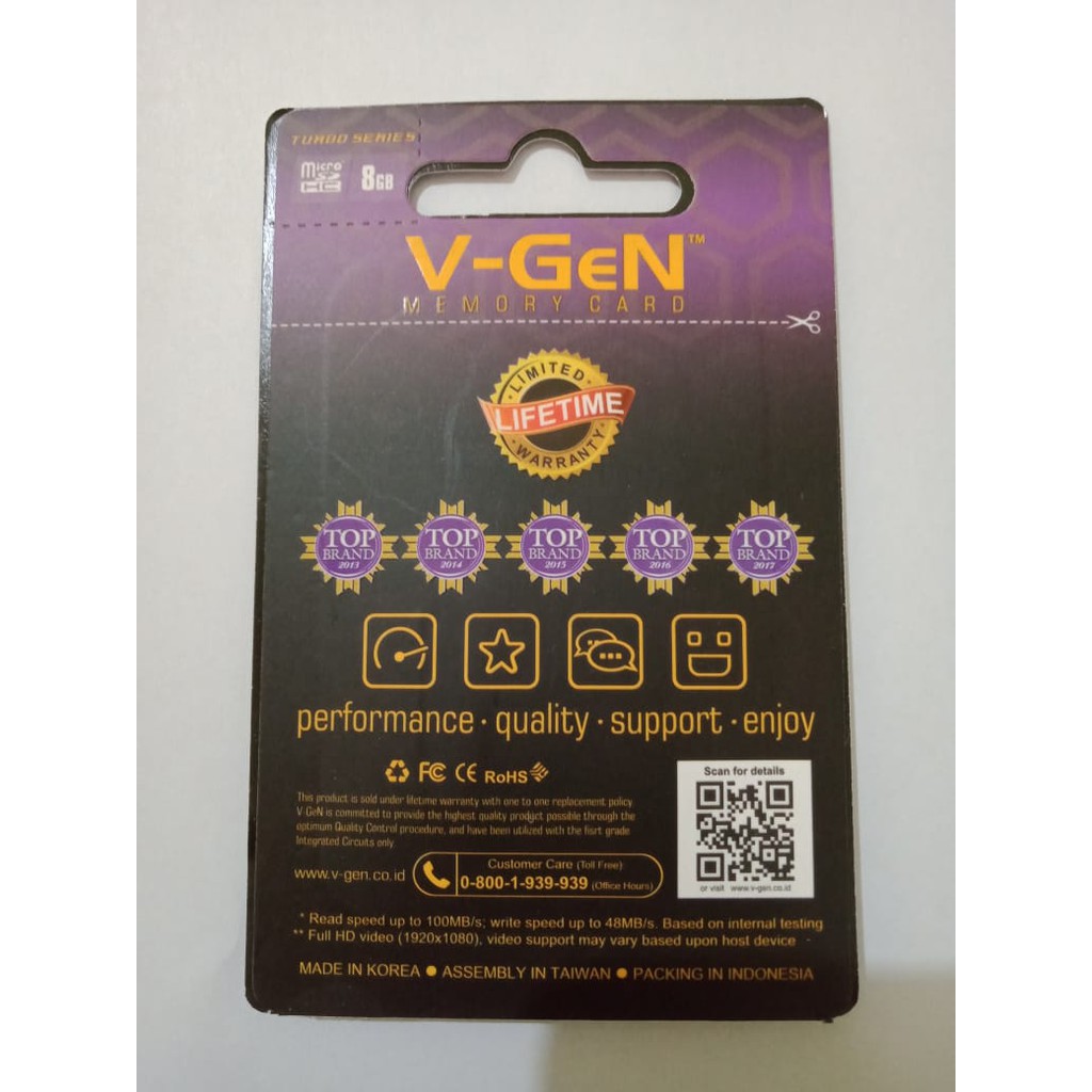 Micro SD 8 GB Turbo Series Class 10 100MB/s V-GeN (Non Adapter)