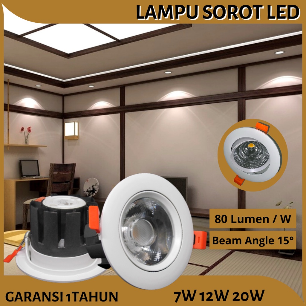 Lampu Sorot LED Spotlight Cob Plafon 7W 12W 20W Garansi